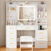 White Vanity Desk With Integrated Mirror Illumination