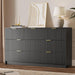 56" Wide Fluted 7-Drawer Dresser for Bedroom, Black