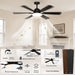 52Inch Black Ceiling Fan With DimmableLED MemoryFunction