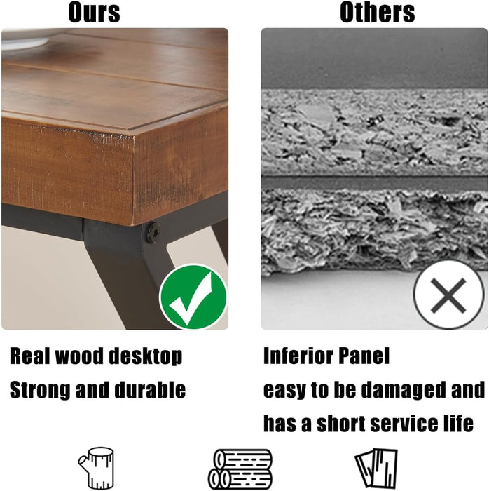 60" Real Wood Computer Desk, Natural Solid Wood Writing Desk