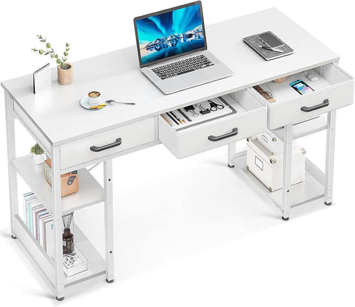 White 48Inch Contemporary Premier Desk With Drawers
