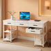 White 48Inch Contemporary Premier Desk With Drawers