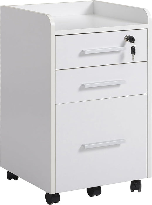 3 Drawer Vertical File Cabinet Lock 15.4" X 15.7" X 25.7" White