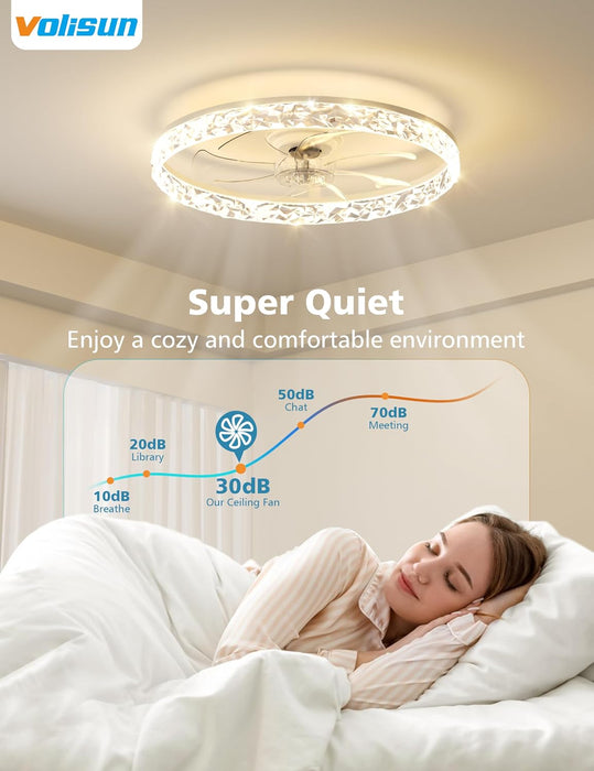 24" White Low Profile Ceiling Fan With Remote