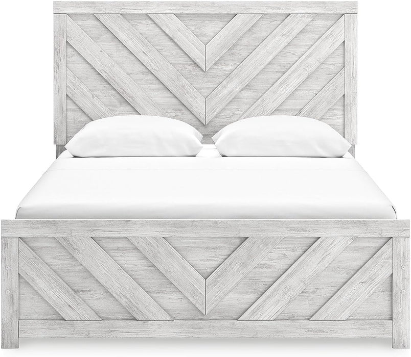 Signature Design by Ashley Cayboni Farmhouse Queen Panel Bed, Foundation or Box Spring Needed, Whitewash