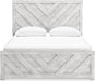Signature Design by Ashley Cayboni Farmhouse Queen Panel Bed, Foundation or Box Spring Needed, Whitewash