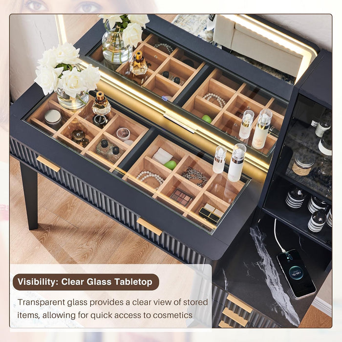 FortyEightInch Makeup Vanity Desk With Contemporary Mirror