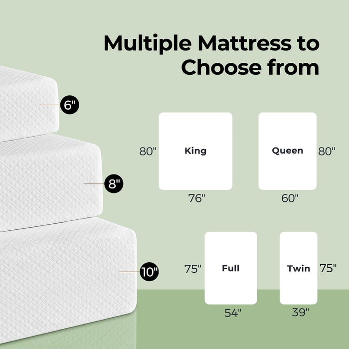 Twin Gel Memory Foam Mattress Fiberglass-Free, Breathable, 6"