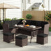 7 Pieces Patio Furniture Set, Patio Sectional with Dining Table & Ottoman
