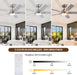 Ceiling Fans with Lights, 52 Inch Brushed Nickel Ceiling Fans with Lights and Remote Control, Reversible, 3CCT, Dimmable, Noiseless, Downrod, Modern Ceiling Fan for Bedroom, Indoor/Outdoor Use