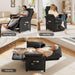 Power Recliner Chair for Adults with Heated & Massage, Adjustable Electric Reclining Chair Sofa with Armrest Pillow, Single Sofa with Side Pocket for Living Room, Linen, Dark Grey