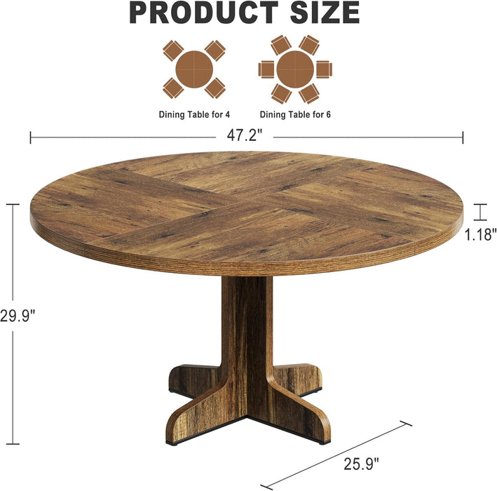 Round Dining Table 47 Inch Brown MatteTexturedFinish