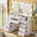 Vanity Desk with Lighted Mirror, Makeup Vanity Table with Power Outlet, 9 Drawers & Crystal Handles, 43.3” Large Vanity Desk Dressing Table for Women, Girls, Bedroom, White