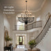 Large Chandelier for High Ceilings, 48-Light Black Wagon Wheel Chandelier, 47.2 Inch 3-Tier Extra Farmhouse Dining Room Light Fixture for Foyer, Living Room, Entryway