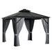 10 X 10 Feet Double-Top Hardtop Gazebo with Galvanized Steel Roof