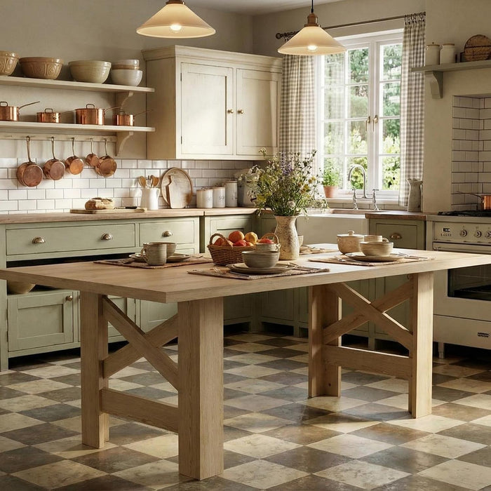 Wood Farmhouse Dining Table for 6-8, Heavy Duty Large Kitchen Table, 70.87" Long Rectangular Dining Room Tables with Strong Legs, Thickness Tabletop, for Big Family, Dinette, Natural