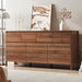 Walnut 10 Drawer Dresser for Bedroom, 63" W Modern Wood Dresser