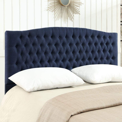 Linen Upholstered Tufted Button King Headboard and Comfortable Fashional Padded King/California King Size Headboard - Navy Blue