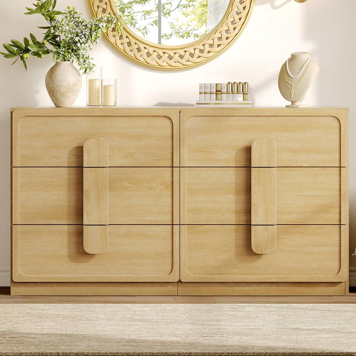 6 Drawer Dresser for Bedroom, 53.5" Wide Modern Chest of Drawers