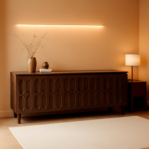 Dark Walnut 94.5In Wide MidCentury Modern Sideboard