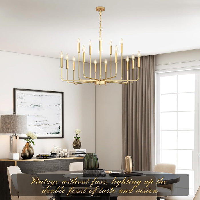 Gold Chandeliers for Dining Room Light Fixture，D40 Inch