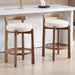 Bar Stools Set of 2, 26" Linen Fabric Upholstered Counter Height Bar Stools, Modern Barstools Counter Stools with Wood Legs for Kitchen Island Dining Room Bar, Beige