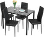 Dining Table Set Dining Room Table Set for Small Spaces Kitchen Table and Chairs for 4 Table with Chairs Home Furniture Rectangular Modern (Black Marble)