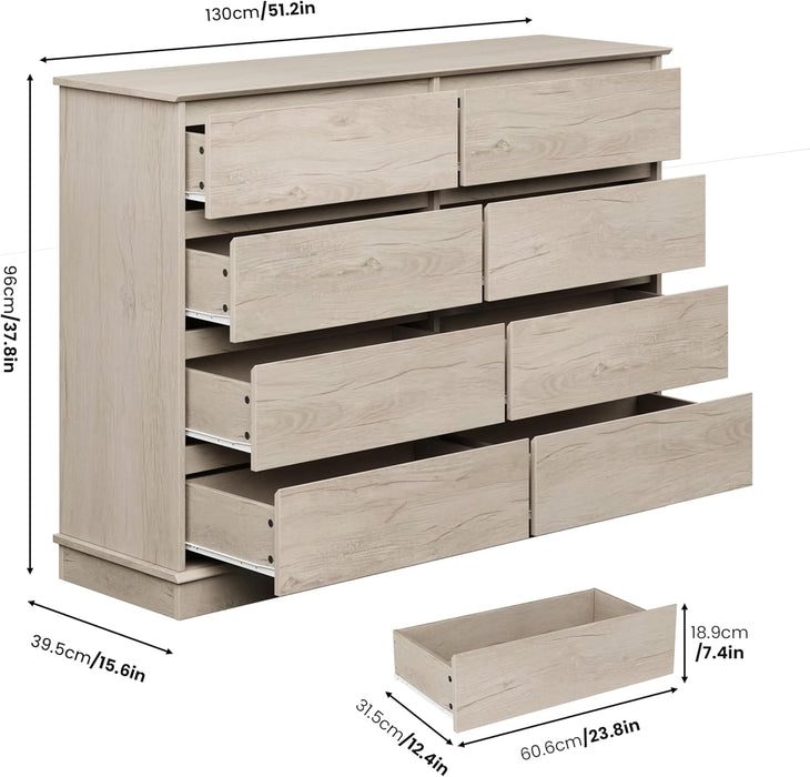 Oak Finish Bedroom Dresser With Substantial Drawers