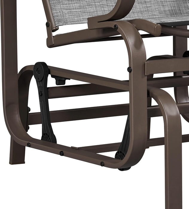 Outdoor Patio Glider, Rocking Lounge Chair with Sling Fabric and Steel Construction for Porch Patio Balcony Set of 2