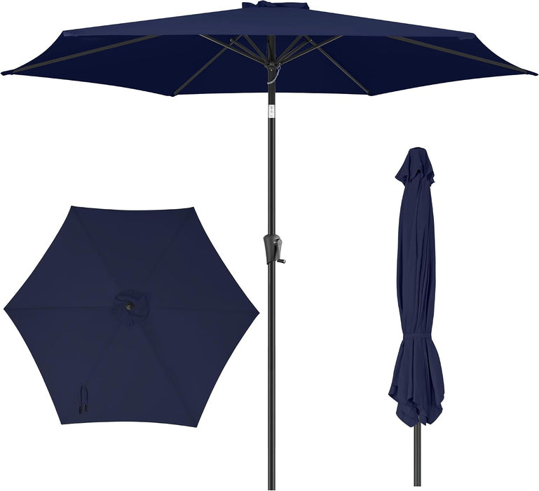 9FT Outdoor Patio Umbrella - Table Umbrella Waterproof UV Protection, Sombrillas De Patio with Push Button Tilt, Sun Umbrella for Pool, Porch, Garden, Deck, Backyard (Navy Blue)