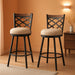 Swivel Bar Stools Set of 2, 25/30 Inch Adjustable Beige Fabric Bar Chairs with Antique Brass Frame, Mid-Century Counter Barstools with Back for Kitchen Island