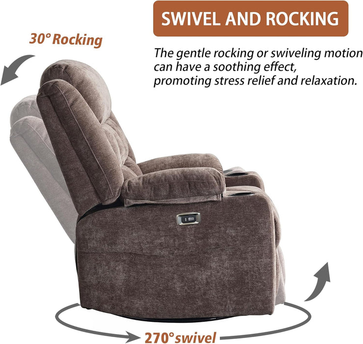 Power Swivel Recliner with Massage and USB