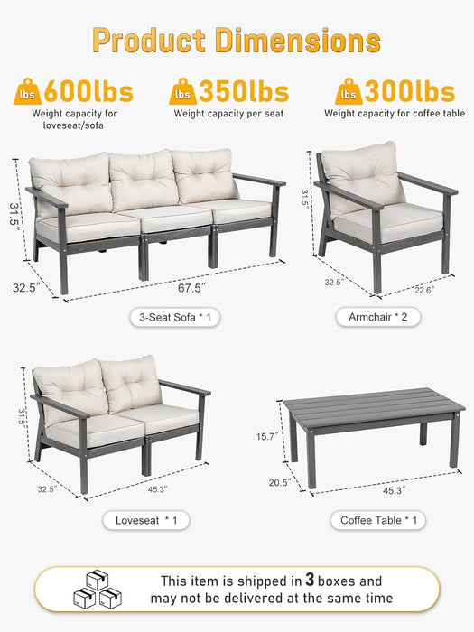 7 Seats HDPE Patio Conversation Sets, Outdoor Patio Furniture Set