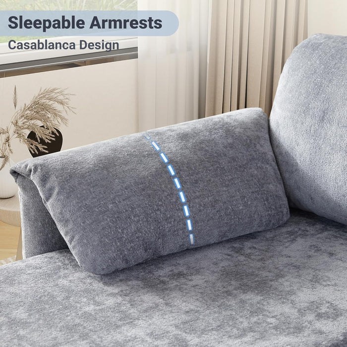 LightGray 83In Convertible PullOut Sofa Bed USBCharging