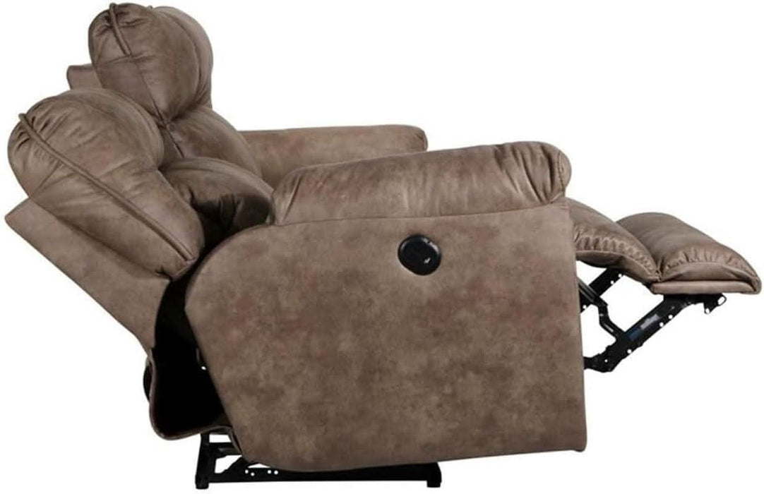 Thompson Power Reclining Sofa in Brown Polyester Fabric
