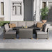 5 Pieces Wicker Outdoor Furniture Set,Patio Furniture Set with CSA Certification Fire Pit Table,Modular Sectional Sofa Sets with Olefin Cushions, 50,000 BTU Heat Output (Light Gray)