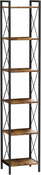 Rustic Brown IndustrialGrade Narrow Six Tier Bookcase