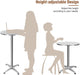 24Inch Folding Pub Table With Black HeightAdjustable