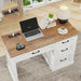 Farmhouse 47" Executive Desk, Computer Desk with Drawers and File Drawer, Workstation Computer Desk with Charging Station for Home Office,Study,Unique White.
