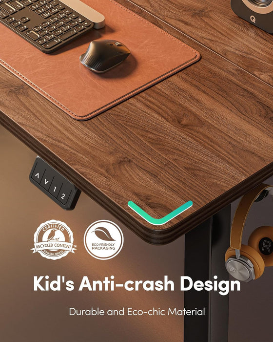 Electric Standing Desk, Height Adjustable Stand up Desk, 55 X 24 Inches Sit Stand Home Office Desk, Computer Desk, Black Walnut