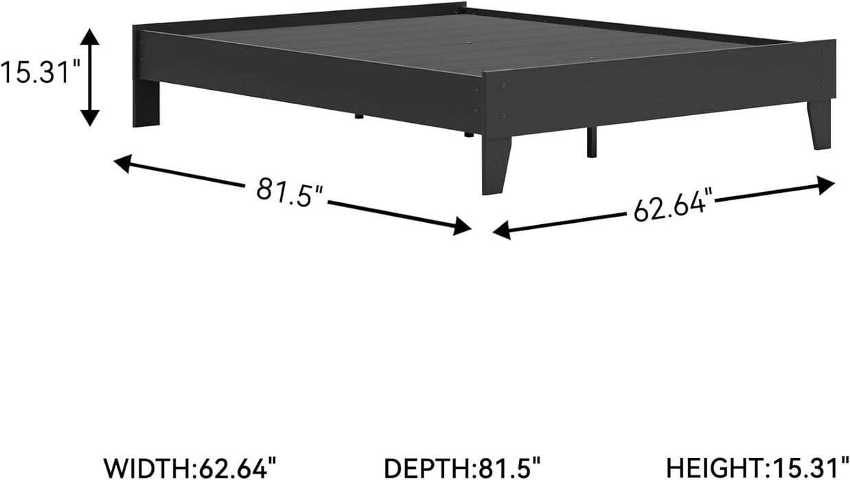 Signature Design by Ashley Socalle Casual Queen Platform Bed with Metal Slats, No Box Spring Needed, Black
