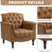 Upholstered Faux Leather Armchair With Nailhead Trims