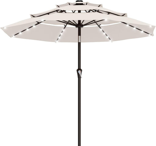 9Ft 2 Tiers 3 Tiers Patio Umbrella with Solar Lights