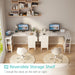 White 47Inch LShaped Corner Desk With ReversibleStorage