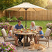 9FT Patio Umbrella Outdoor with Heavy Duty Base Included,Table Umbrella with Push Button Tilt and Crank, UV Protection Waterproof for Yard/Outdoor/Wedding Parties and Events - Tan