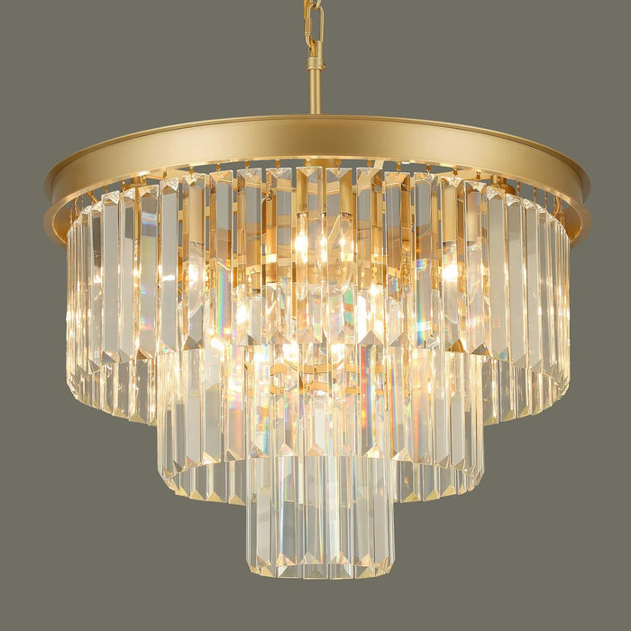 Luxurious Gold Crystal Chandelier Dining Room Tiered