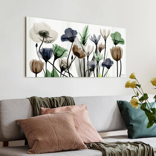 "Floral Landscape" Unframed Free Floating Tempered Glass Panel Graphic Wall Artv Print 24 In. X 48 In.