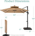 10X10Ft Cantilever Patio Umbrella W/Base Included, Solar LED Lights 360 Rotation Large Offset Hanging Outdoor Shade for Deck Pool Backyard W/Stand – Tan