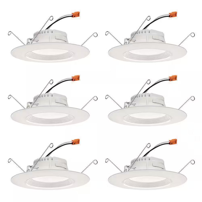 Contractor Select Retrobasics 5/6 In. Selectable CCT Integrated LED Retrofit White Recessed Light Trim (6-Pack)