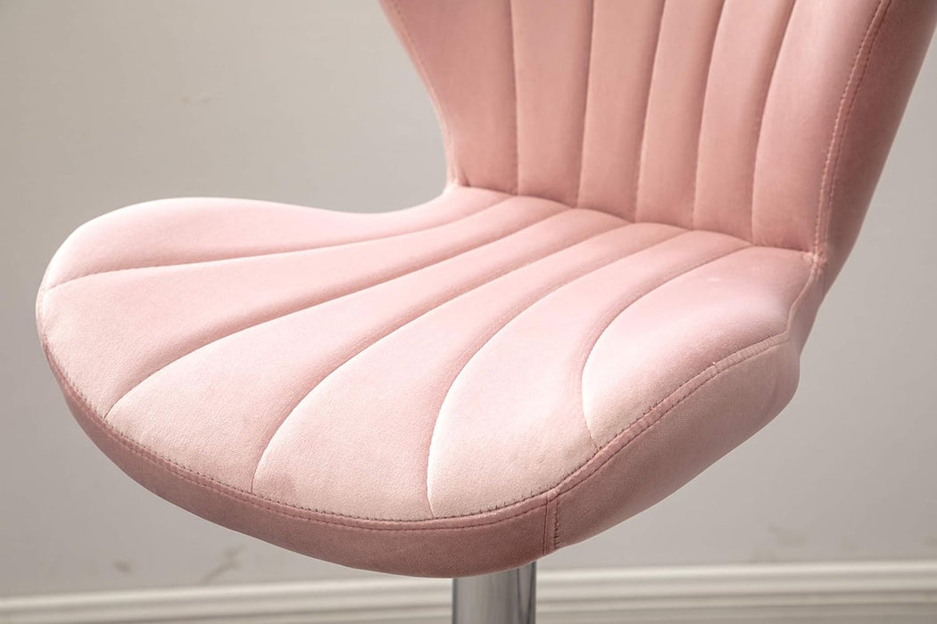 Ellston Velvet Adjustable Swivel Barstools in Pink, Set of 2